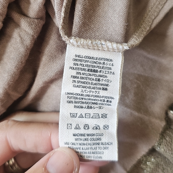 Free People Foiled Ombré Nude Tan Gold Lace Fit & N Flare Dress Boho Gypsy Party - Picture 11 of 13